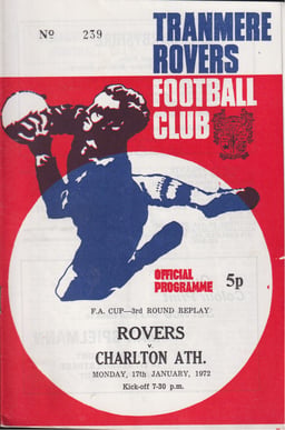 Tranmere Rovers v Charlton Athletic Match Programme 1972-01-17